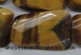 CTE320 25*35mm twisted & faceted rectangle yellow tiger eye beads