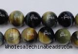 CTE553 15.5 inches 10mm round golden & blue tiger eye beads