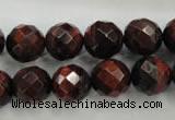 CTE705 15.5 inches 14mm faceted round red tiger eye beads