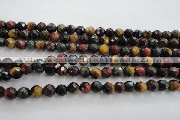 CTE711 15.5 inches 6mm faceted round mixed color tiger eye beads