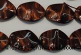 CTE859 15.5 inches 15*20mm wavy oval red tiger eye beads