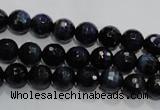 CTE931 15.5 inches 6mm faceted round dyed blue tiger eye beads