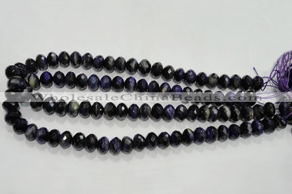 CTE942 15.5 inches 8*12mm faceted rondelle dyed blue tiger eye beads