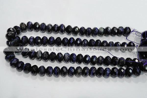 CTE943 15.5 inches 10*14mm faceted rondelle dyed blue tiger eye beads