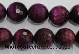 CTE975 15.5 inches 14mm faceted round dyed red tiger eye beads