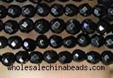 CTG1010 15.5 inches 2mm faceted round tiny black agate beads