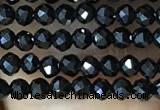 CTG1011 15.5 inches 2mm faceted round tiny black spinel beads