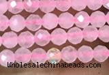 CTG1017 15.5 inches 2mm faceted round tiny rose quartz beads