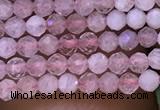 CTG1018 15.5 inches 2mm faceted round tiny rose quartz beads