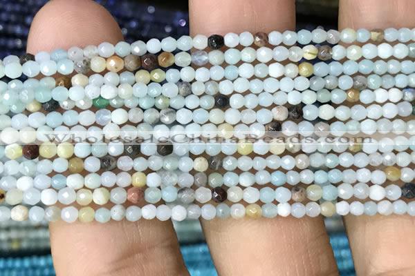 CTG1051 15.5 inches 2mm faceted round tiny amazonite beads