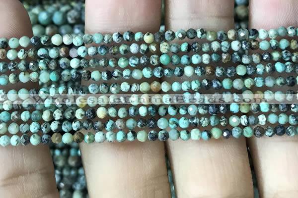 CTG1057 15.5 inches 2mm faceted round tiny African turquoise beads