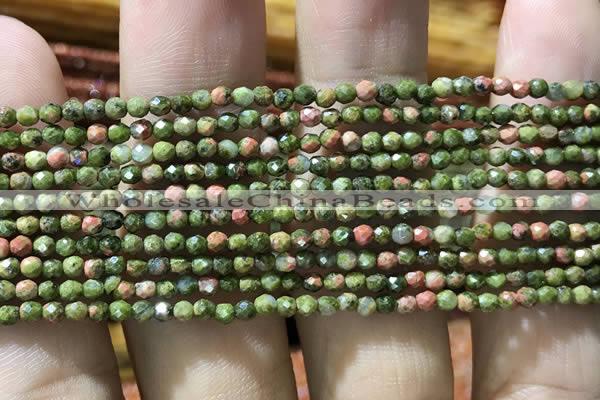 CTG1060 15.5 inches 2mm faceted round tiny unakite gemstone beads