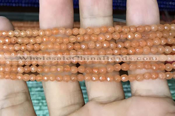 CTG1151 15.5 inches 3mm faceted round tiny red aventurine beads