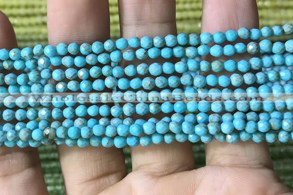 CTG1172 15.5 inches 3mm faceted round tiny turquoise beads