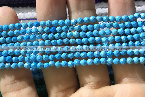 CTG1175 15.5 inches 3mm faceted round tiny turquoise beads