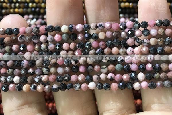 CTG1189 15.5 inches 3mm faceted round rhodonite gemstone beads