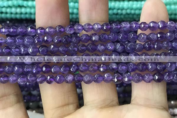 CTG1205 15.5 inches 4mm faceted round tiny amethyst beads