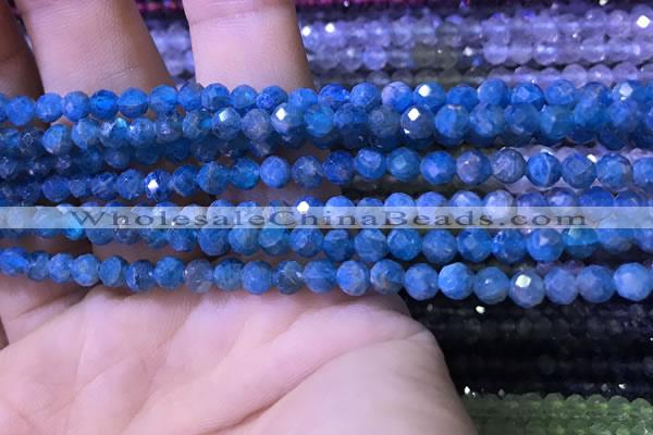 CTG1215 15.5 inches 4mm faceted round tiny apatite gemstone beads