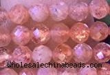 CTG1319 15.5 inches 4mm faceted round golden sunstone beads