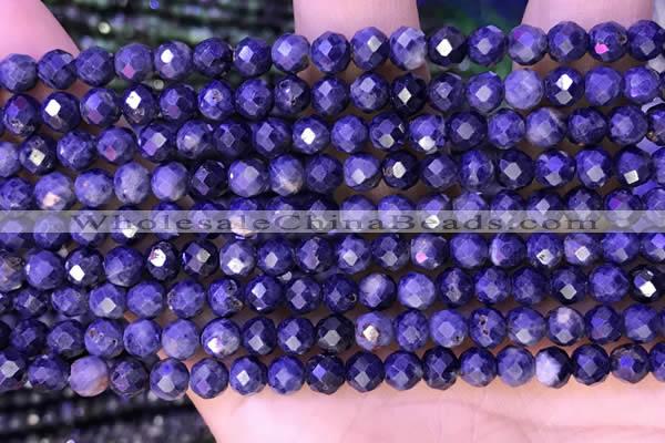 CTG1335 15.5 inches 4mm faceted round sapphire beads wholesale