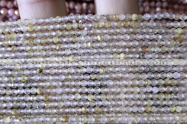 CTG1360 15.5 inches 2mm faceted round golden rutilated quartz beads