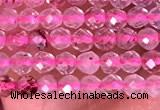 CTG1406 15.5 inches 2mm faceted round strawberry quartz beads