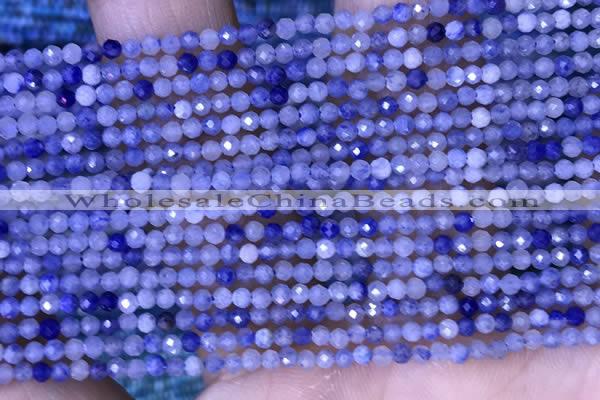 CTG1446 15.5 inches 2mm faceted round blue aventurine beads