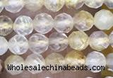 CTG1489 15.5 inches 3mm faceted round golden rutilated quartz beads