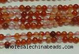 CTG153 15.5 inches 3mm round grade A tiny red agate beads wholesale