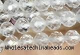 CTG1530 15.5 inches 4mm faceted round white crystal beads wholesale