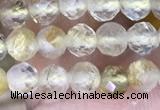 CTG1533 15.5 inches 4mm faceted round golden rutilated quartz beads