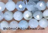 CTG1536 15.5 inches 4mm faceted round aquamarine beads wholesale