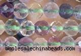 CTG1540 15.5 inches 4mm faceted round fluorite beads wholesale