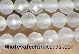 CTG1552 15.5 inches 4mm faceted round white agate beads wholesale