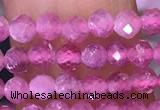 CTG1640 15.5 inches 3mm faceted round tiny pink tourmaline beads