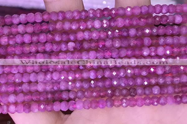 CTG1642 15.5 inches 3*4mm faceted rondelle tiny pink tourmaline beads