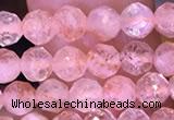 CTG1648 15.5 inches 4mm faceted round tiny strawberry quartz beads