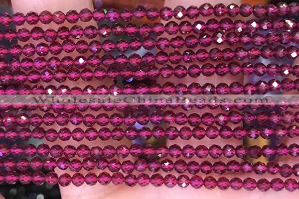 CTG1655 15.5 inches 3.5mm faceted round tiny red garnet beads