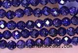 CTG1666 15.5 inches 2mm faceted round tiny blue goldstone beads