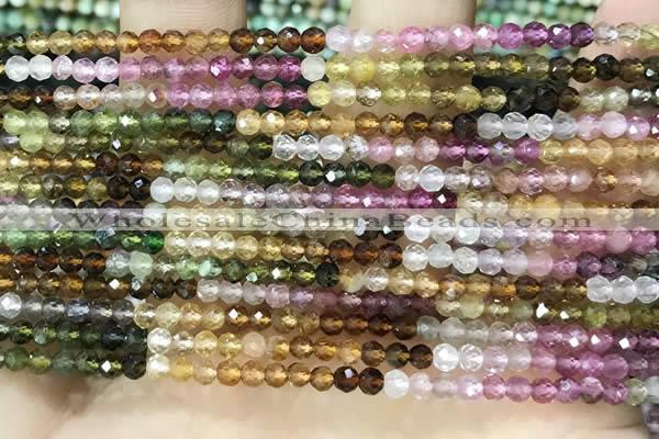 CTG1675 15.5 inches 3mm faceted round tourmaline gemstone beads