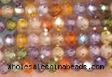 CTG2106 15 inches 2mm faceted round tiny quartz glass beads