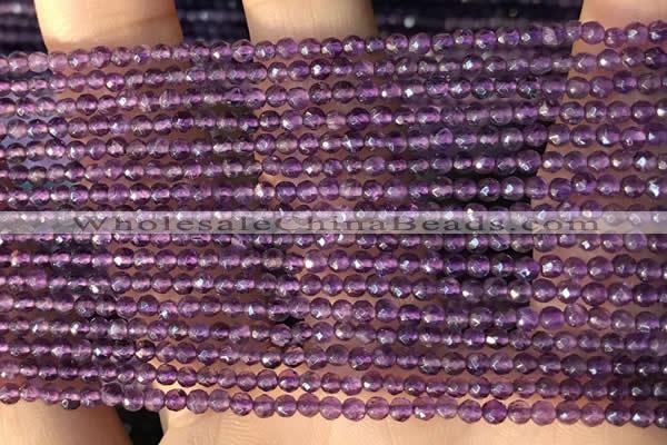 CTG2123 15 inches 2mm,3mm & 4mm faceted round amethyst gemstone beads