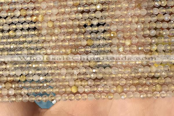 CTG2143 15 inches 2mm,3mm faceted round golden rutilated quartz beads