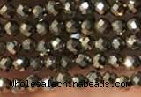 CTG2146 15 inches 2mm,3mm & 4mm faceted round pyrite gemstone beads