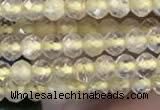 CTG2244 15 inches 2mm faceted round golden rutilated quartz beads