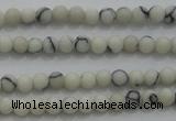 CTG250 15.5 inches 2mm round tiny white howlite turquoise beads