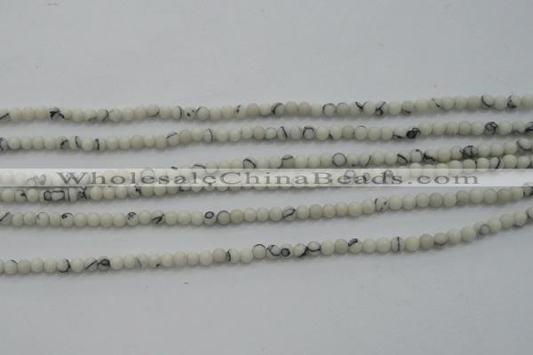 CTG250 15.5 inches 2mm round tiny white howlite turquoise beads