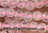 CTG2500 15.5 inches 4mm faceted round rose quartz beads