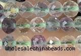 CTG2509 15.5 inches 4mm faceted round fluorite beads wholesale