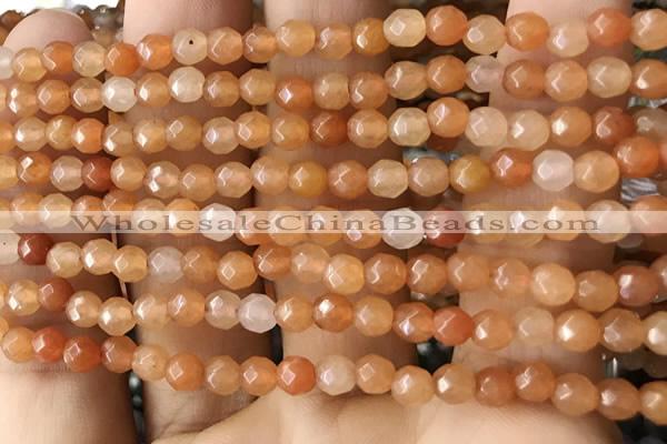 CTG2520 15.5 inches 4mm faceted round red aventurine beads